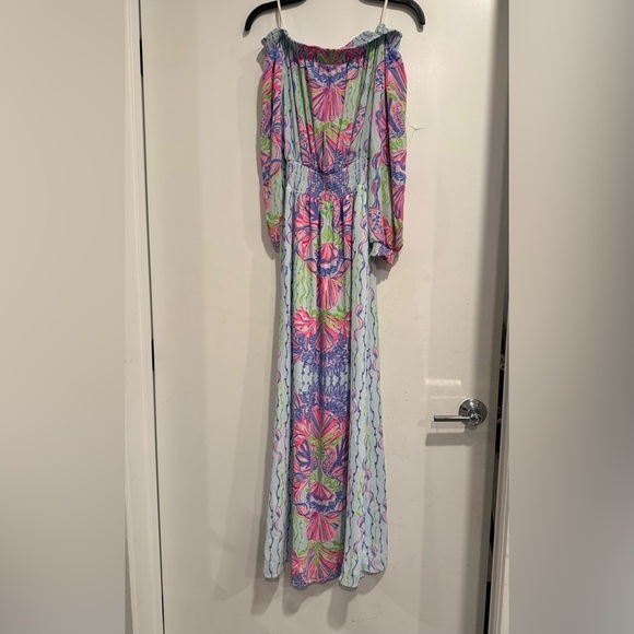 LILLY PULITZER SIZE XXS BRIA MAXI Off The Shoulder DRESS *SHELLABRATION* RARE🦄 - Picture 3 of 5